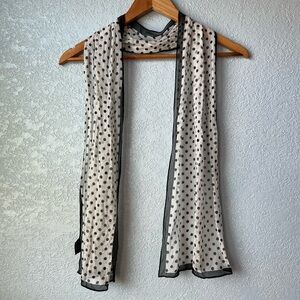 Cejon Black and White Polka Dot 100% Silk Scarf Size One